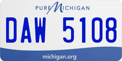 MI license plate DAW5108