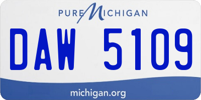 MI license plate DAW5109