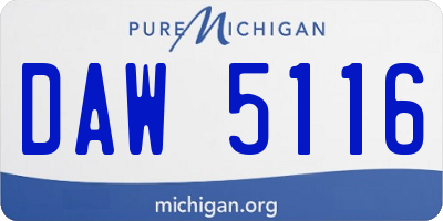 MI license plate DAW5116