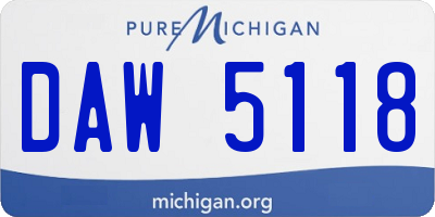 MI license plate DAW5118