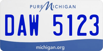 MI license plate DAW5123