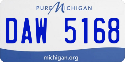 MI license plate DAW5168