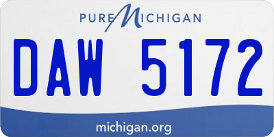 MI license plate DAW5172