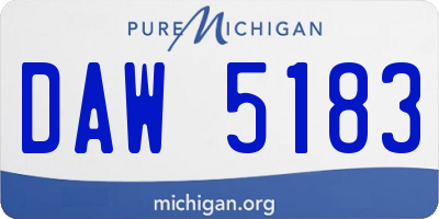 MI license plate DAW5183