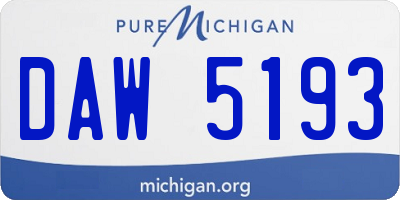 MI license plate DAW5193