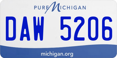 MI license plate DAW5206