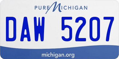 MI license plate DAW5207