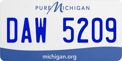 MI license plate DAW5209