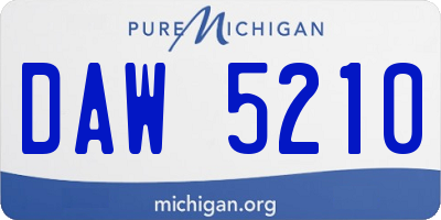 MI license plate DAW5210