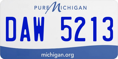 MI license plate DAW5213