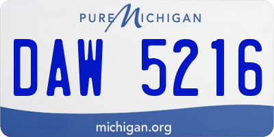 MI license plate DAW5216