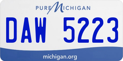 MI license plate DAW5223