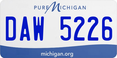 MI license plate DAW5226