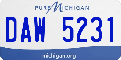 MI license plate DAW5231