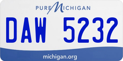 MI license plate DAW5232