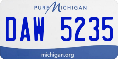 MI license plate DAW5235