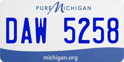 MI license plate DAW5258
