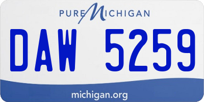 MI license plate DAW5259