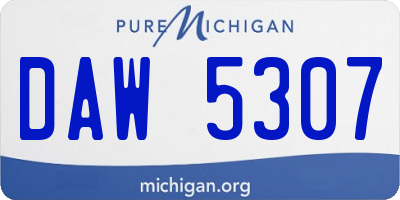 MI license plate DAW5307