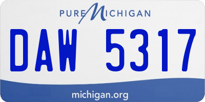 MI license plate DAW5317