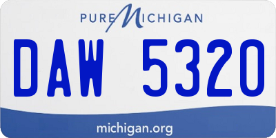 MI license plate DAW5320