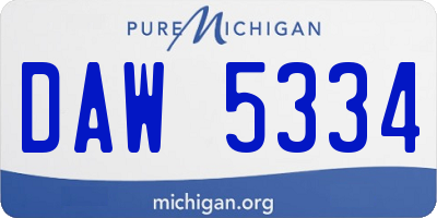 MI license plate DAW5334