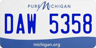 MI license plate DAW5358