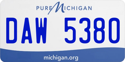 MI license plate DAW5380