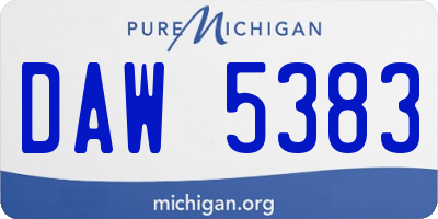 MI license plate DAW5383