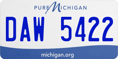 MI license plate DAW5422