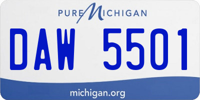 MI license plate DAW5501