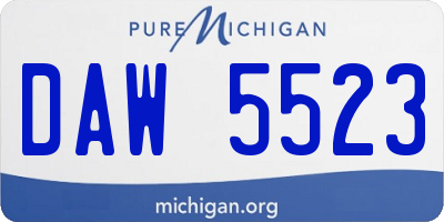 MI license plate DAW5523