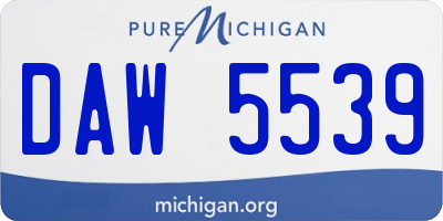 MI license plate DAW5539