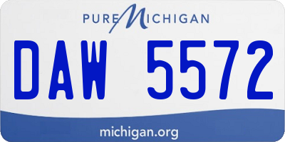 MI license plate DAW5572