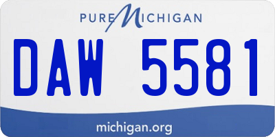 MI license plate DAW5581