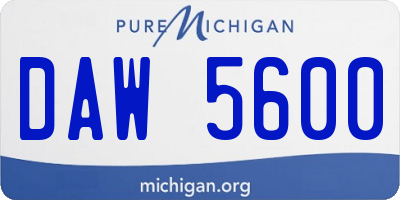 MI license plate DAW5600