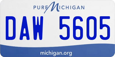 MI license plate DAW5605