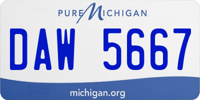 MI license plate DAW5667