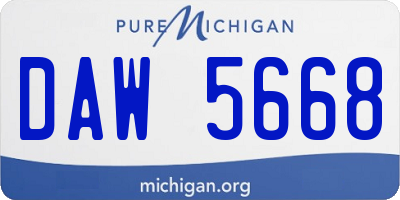 MI license plate DAW5668