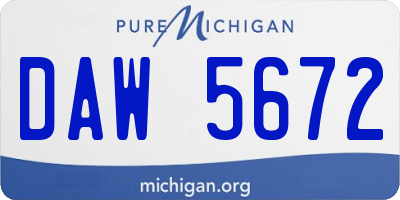 MI license plate DAW5672