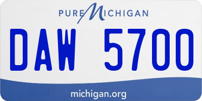 MI license plate DAW5700