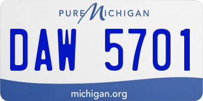 MI license plate DAW5701