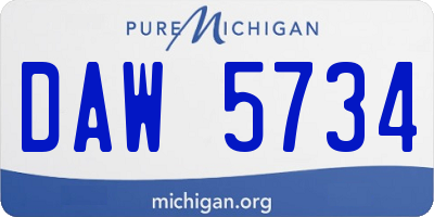 MI license plate DAW5734