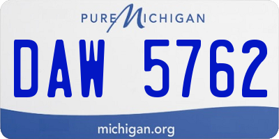 MI license plate DAW5762