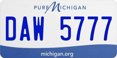 MI license plate DAW5777