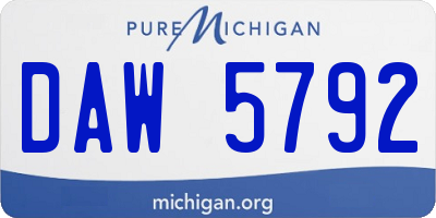 MI license plate DAW5792