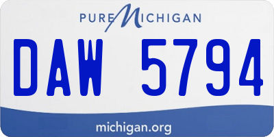 MI license plate DAW5794