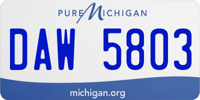 MI license plate DAW5803