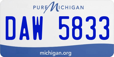 MI license plate DAW5833