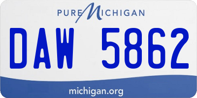 MI license plate DAW5862